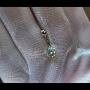Solid 14k gold 1c moissanite belly ring